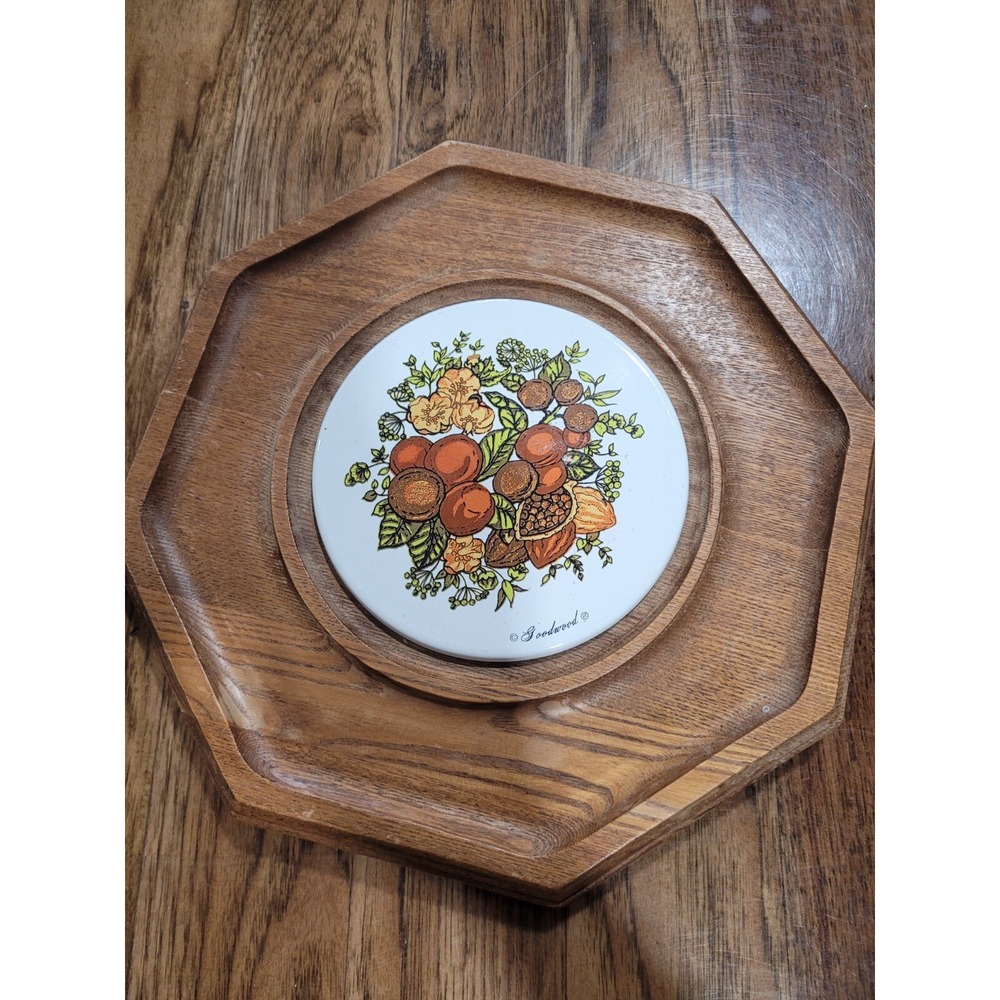 Vintage Goodwood Spice O' Life Octagonal Teak Wood Fruit And Cheese Board |Japan